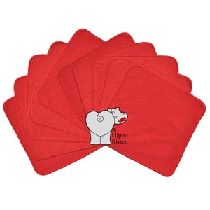 Baby Washcloths Cherry Red 10 Pack, Facial Cloths, Washable Sanitizing Wipes