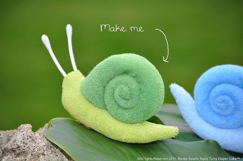 Washcloth Snail, WashAgami ™, for Diaper Cake Instructional Video image 1