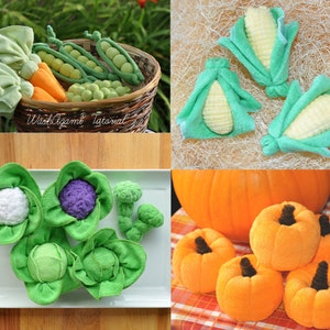 Baby Washcloth Veggies set of 5 WashAgami ™,  Instructional Videos Peas and Carrots Corn Pumpkin Cabbage Cauliflower and Broccoli