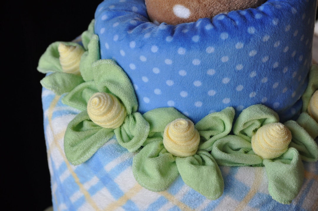 Baby Washcloth Thin Rose & Leaves, Washagami ™, for a Diaper Cake How