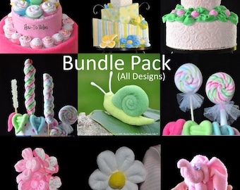 Topsy Turvy Diaper Cake Bundle Package,  SALE, (All 62 Designs), WashAgami ®, Diaper cake, Nappy Cake