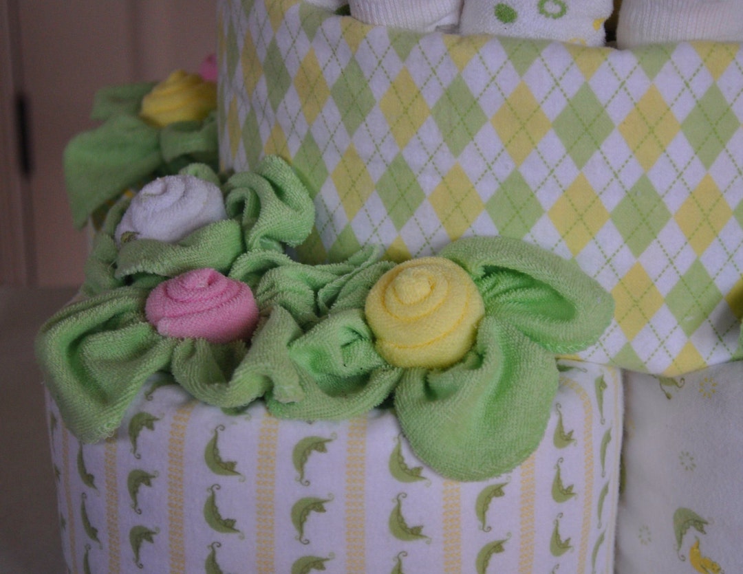 Baby Washcloth Rose & Leaves, Washagami ™, Video Instructions Etsy