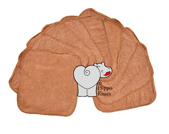 Baby Washcloths Light Brown, Cloth Wipes, Reusable Wipes, 10 Pack, Facial Cloths, Washable Sanitizing Wipes