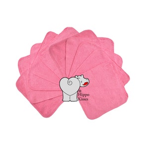 Baby Washcloths Dark Pink 10 Pack, Facial Cloths, Washable Sanitizing Wipes