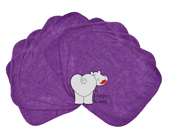 Baby Washcloths Purple 10 Pack, Facial Cloths, Washable Sanitizing Wipes