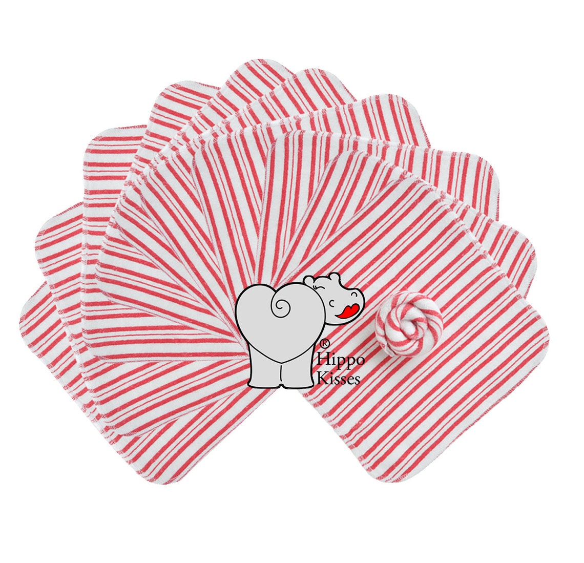 Baby Washcloths Red Striped 10 Pack Facial Cloths Washable Etsy