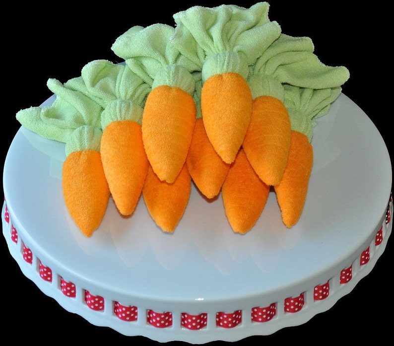 Baby Washcloth Carrot, WashAgami ™, How to Video for a Towel or Diaper Cake image 1