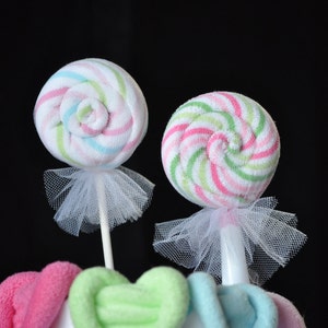Washcloth Lollipops, set of 5, Cupcakes and Sugar Pop, WashAgami ™, Instructional Videos image 2