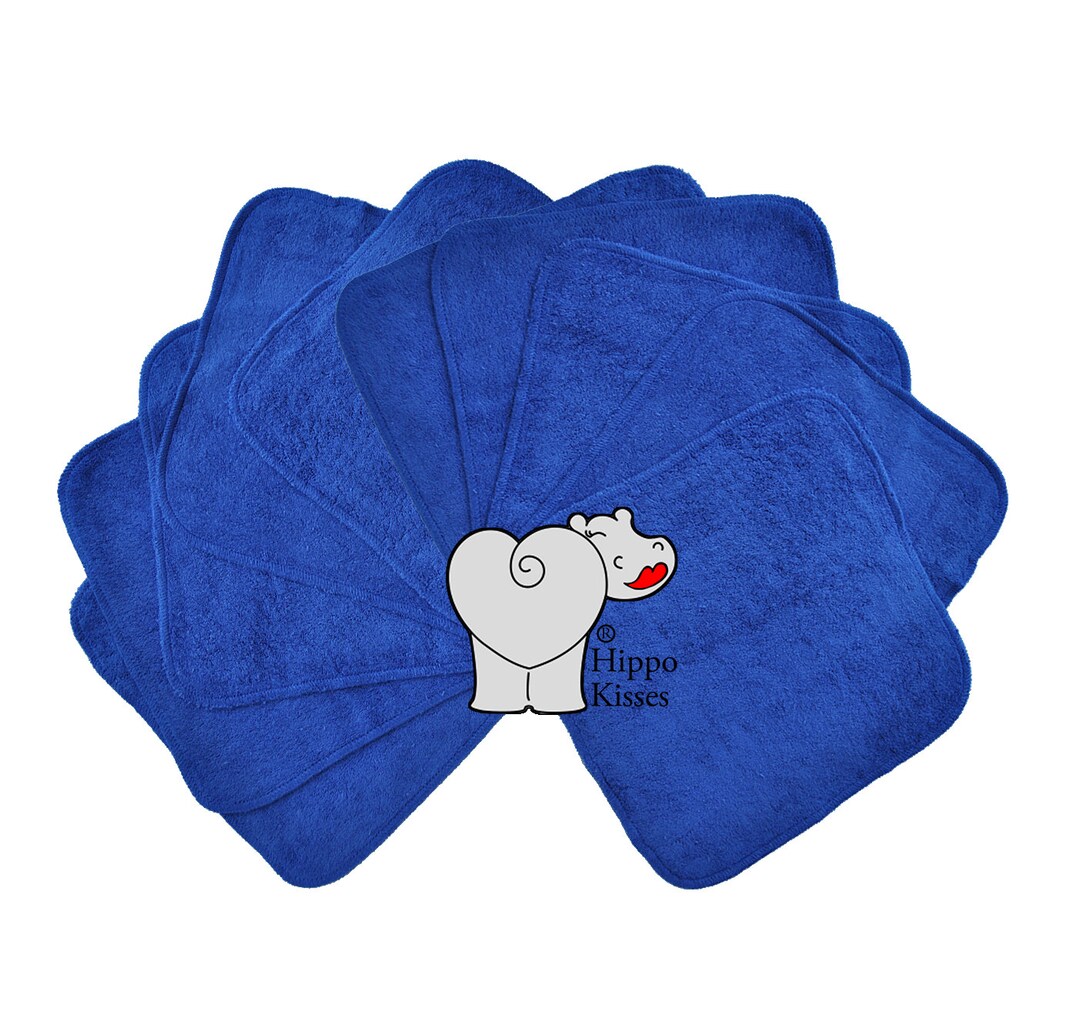 Baby Washcloths Royal Blue 10 Pack Facial Cloths Washable Etsy