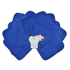 Baby Washcloths Royal Blue 10 Pack, Facial Cloths, Washable Sanitizing Wipes