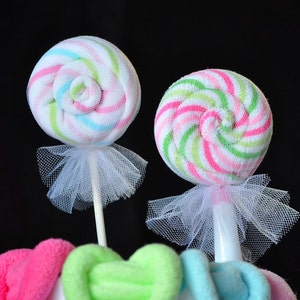 Baby Washcloth Round Lollipop, WashAgami ™,  Video Instructions for a Diaper Cake Topper