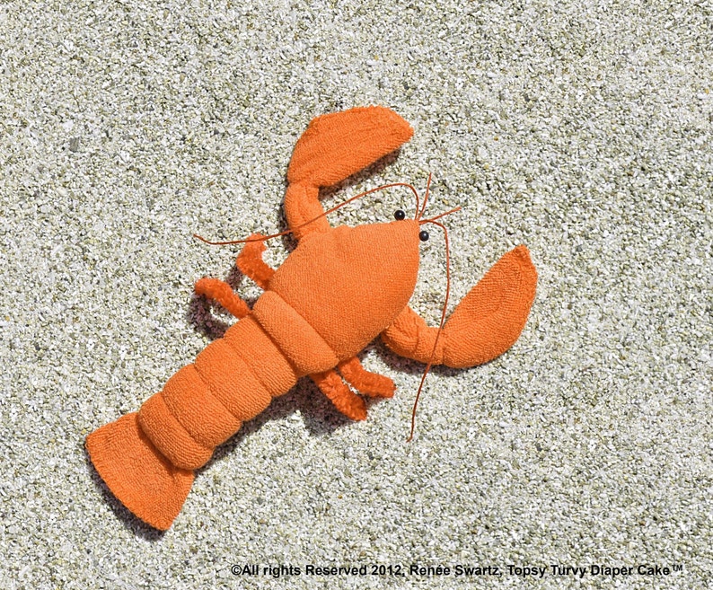 Baby Washcloth Lobster, Crawfish for Diaper Cake Instructional Video Sale image 3