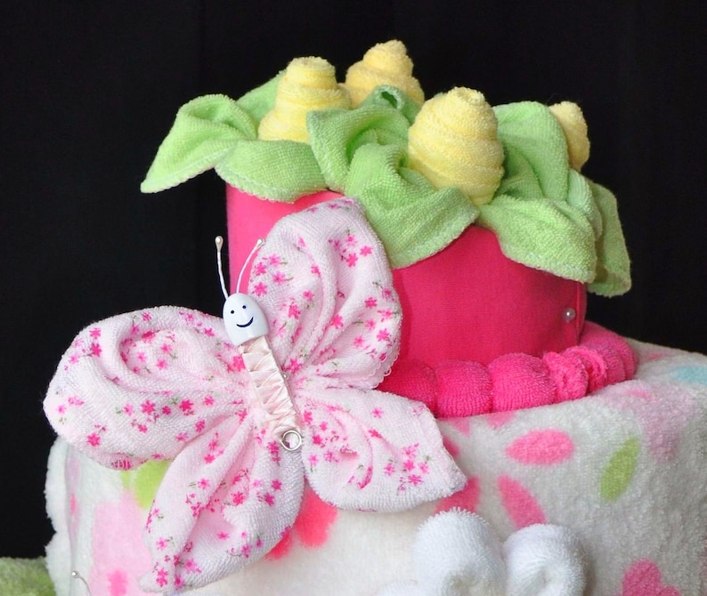 Baby Washcloth Butterfly, WashAgami ™, Diaper Cake Topper How To Video Sale image 3