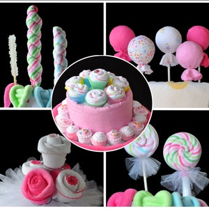 Washcloth Lollipops, set of 5, Cupcakes and Sugar Pop, WashAgami ™,  Instructional Videos