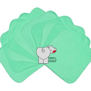 Baby Washcloths Aqua 10 Pack, Facial Cloths, Washable Sanitizing Wipes