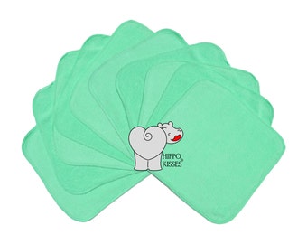 Baby Washcloths Aqua 10 Pack, Facial Cloths, Washable Sanitizing Wipes