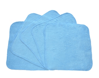 Baby Washcloths Medium Blue 10 Pack, Facial Cloths, Washable Sanitizing Wipes