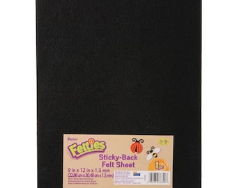 Sticky felt black, 9 x 12 x 1.5mm