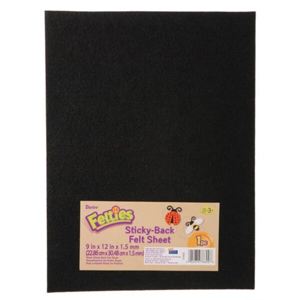 Sticky felt black, 9 x 12 x 1.5mm