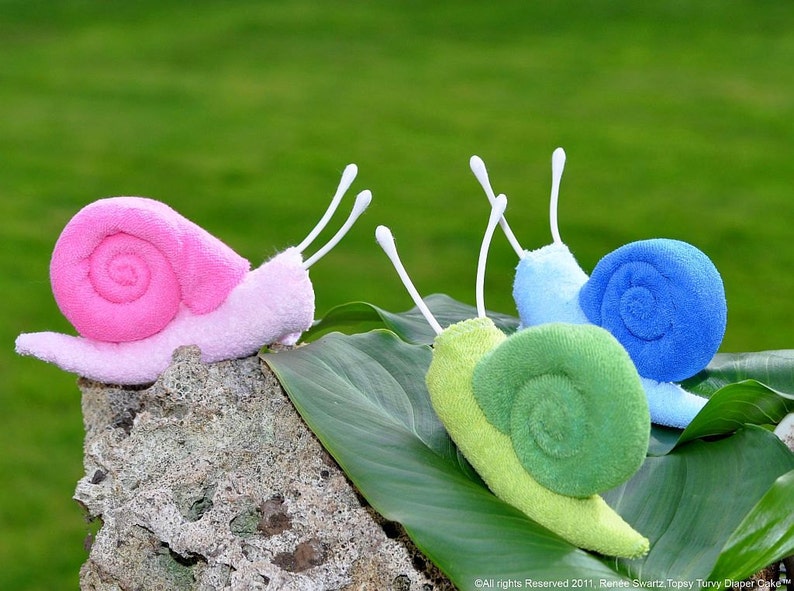 Washcloth Snail, WashAgami ™, for Diaper Cake Instructional Video image 2