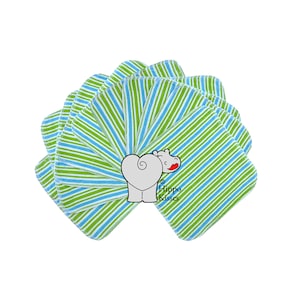 Baby Washcloths Blue/Green stripes 10 Pack, Facial Cloths, Washable Sanitizing Wipes
