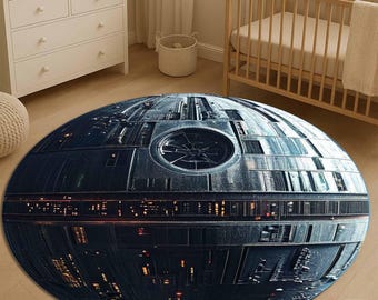 Starwars Death Star Teppich: Galaktische Imperium Runder Teppich, Sci-Fi Kinderzimmer Dekor, Star Wars
