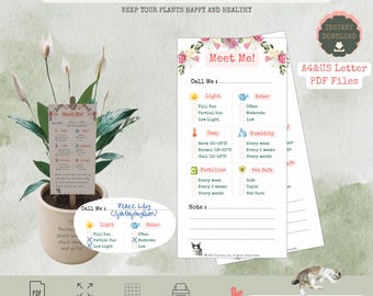 Blank Plant Care Card Printable, Instant Download PDF, Houseplant Instruction Card for Plant Lovers,Plant Care Tags ,Digital Download