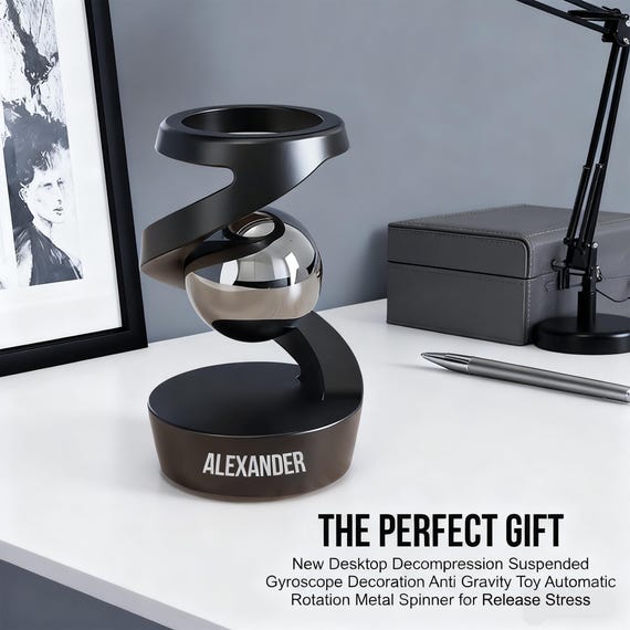 Custom Floating Gyroscope for Desk Stress Relief Toy for Men’s Desk Unique Gift for Men Who Have Everything Funny Groomsmen Gift Idea