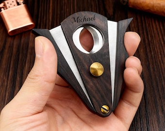 Kundenspezifische Zigarrenmesser Personalisierte Zigarrenreise-Etui Hölzerne Zigarrenspitze Vatertagsgeschenke Trauzeuge Geschenk für Ihn Trauzeugen Geschenk