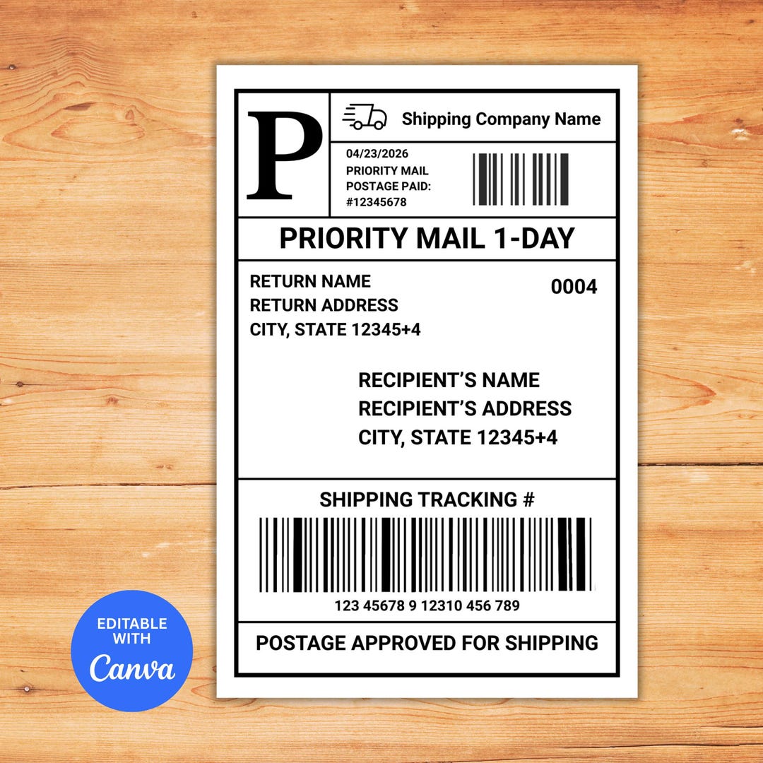 Priority Loading Label Priority Mail Label Template, Fake Mail Shipping Label for Gift Box ...