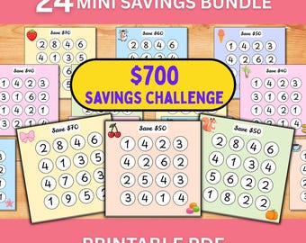 700-Euro-Spar-Challenge (zum Ausdrucken), Mini-Sparpaket, Sparen für Geringverdiener (PDF-Sofort-Download)
