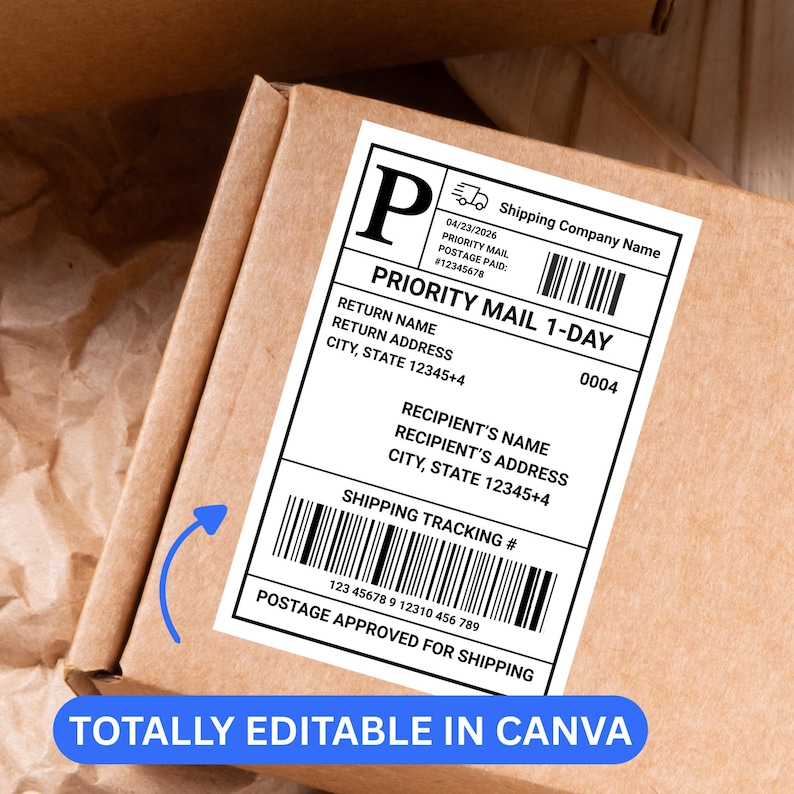 Mail Back Label Priority Mail Label Template, Fake Mail Shipping Label for Gift Box ...