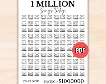 Desafío de Ahorro de 1 Millón, PDF imprimible (descarga instantánea)