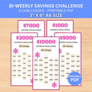Défi objectifs d'épargne bihebdomadaire imprimable A6 | Économisez de 1 000 à 10 000 25 000 au total Défi d'économies de 26 semaines (téléchargement PDF instantané)