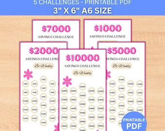 Bi Weeklyklingel Ziele Herausforderung Printable A6 | Sparen Sie 1k bis 10k Insgesamt 25k 26 Wochen Spar-Challenge (PDF Sofort-Download)