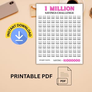 1 Million Savings Challenge, Printable PDF (Instant Download) image 4