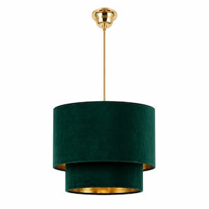 Lampa wisząca Velvet Double Drum, złoty wewnętrzny element sufitowy, nowoczesny żyrandol