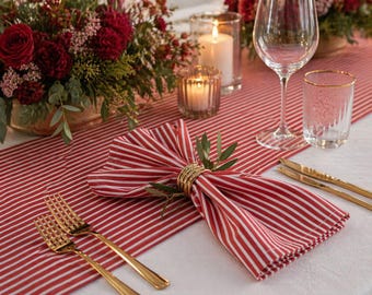 Servilletas de algodón a rayas, reutilizables para la decoración de la mesa, ideales para la decoración de eventos nupciales.