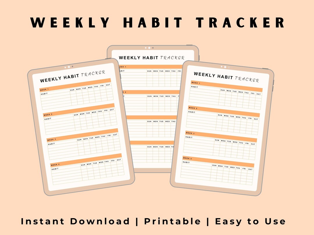 Printable Weekly Habit Tracker PDF | Digital Routine & Goal Tracker ...