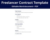 Freelancer Contract Template | Editable Word Document | Service Agreement for Small Business | Instant Download