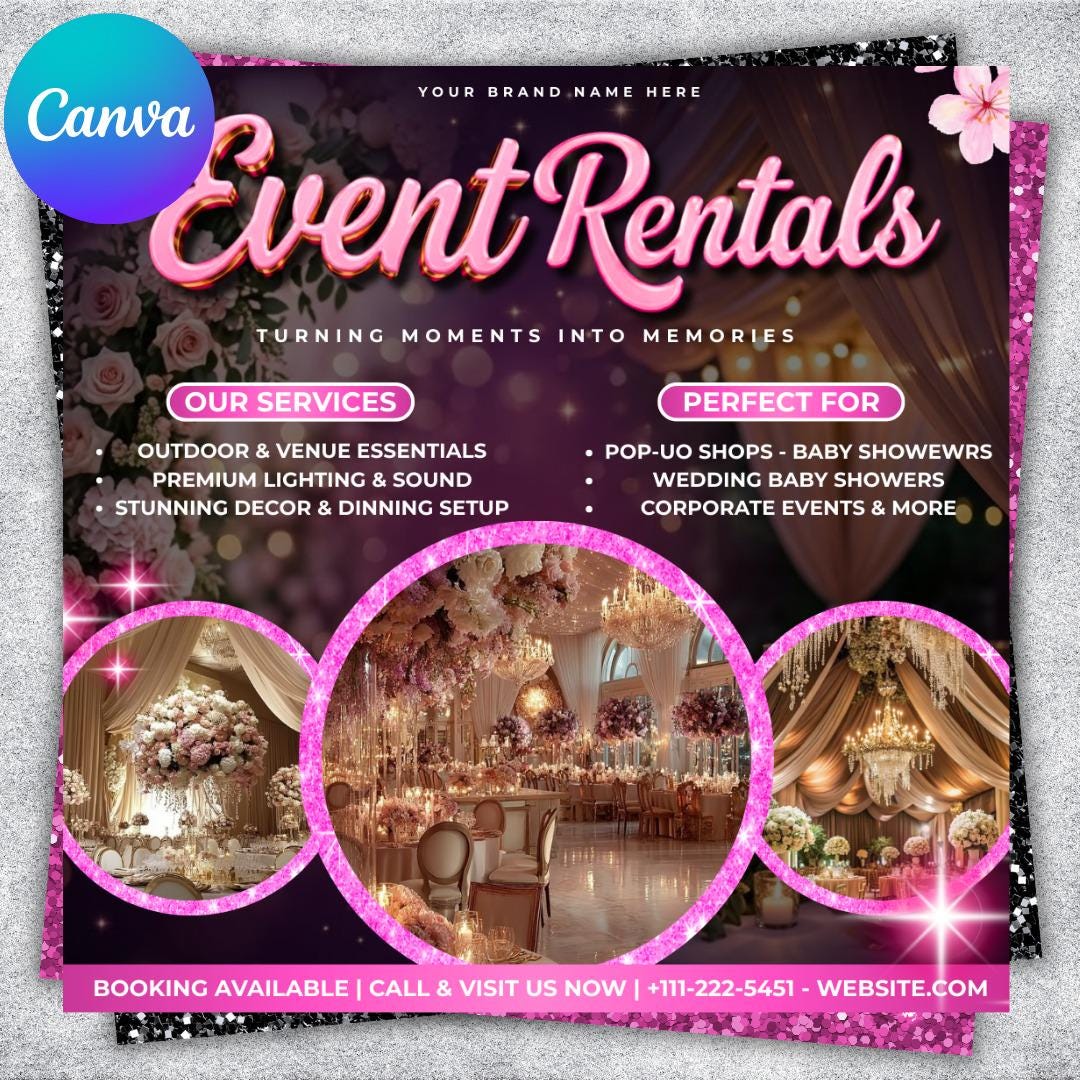 Party Rentals Flyer, Event Supplies Flyer, Event Equipment Rental Flyer ...