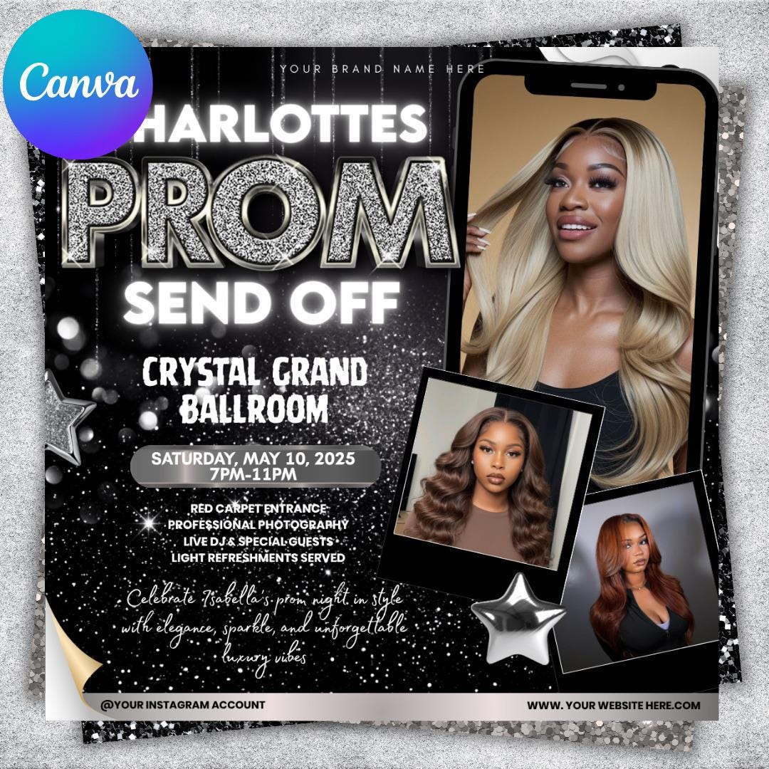 Prom Send off Flyer Template, Editable Canva Event Invitation (instant ...