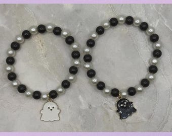 Spooky-Cute Ghost Charm Beaded Bracelets