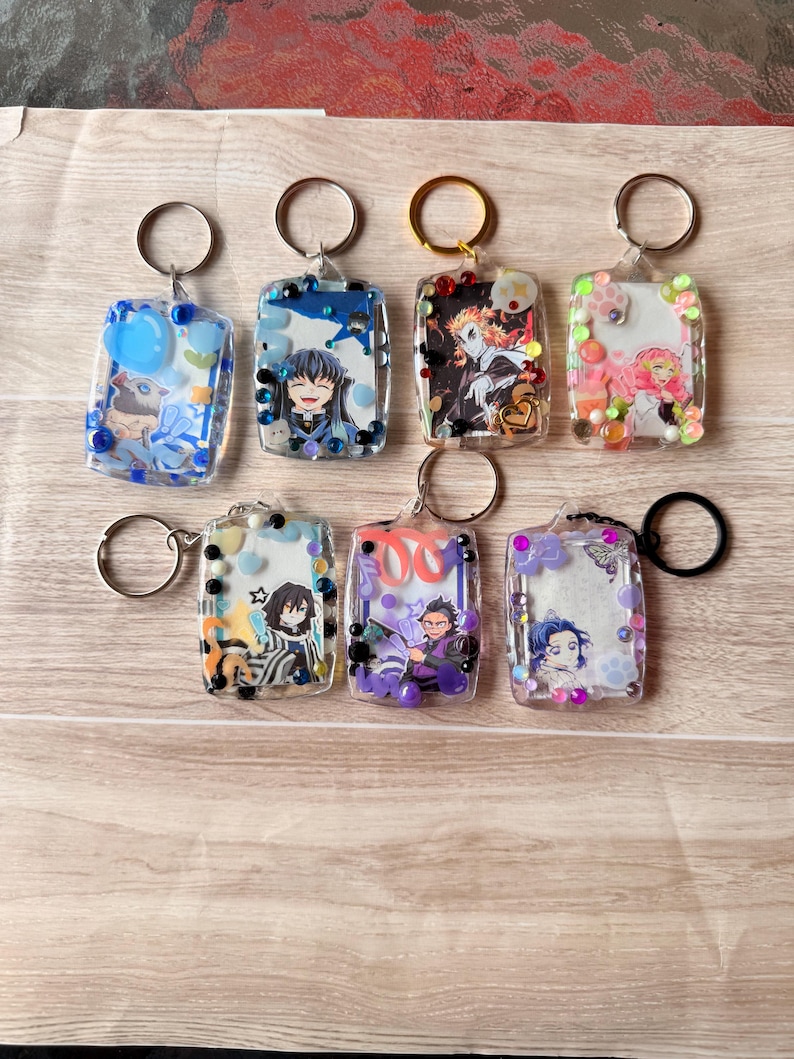 Keychain Casing Custom Demon Slayer Resin Deco Keychains - Etsy