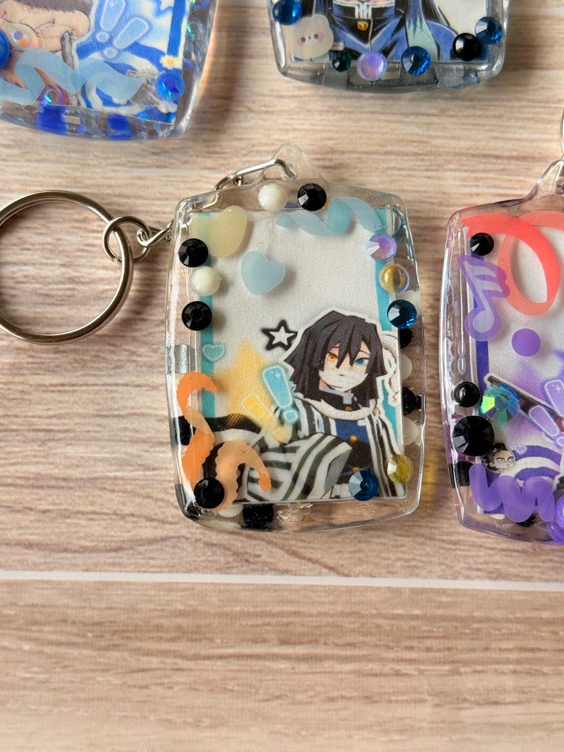 Decorated Keychains Custom Demon Slayer Resin Deco Keychains - Etsy