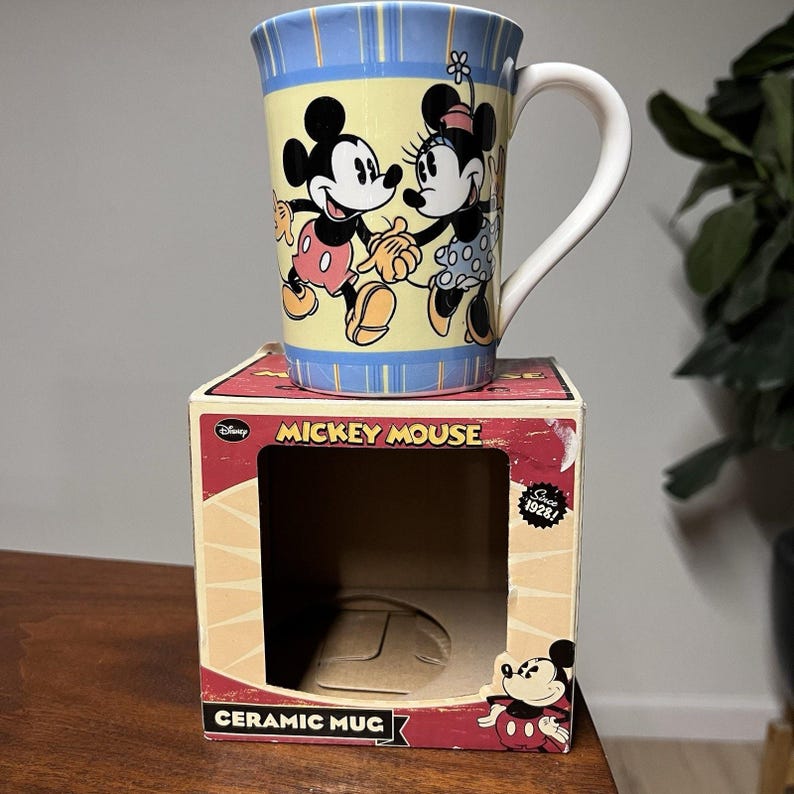 Vintage Disney Mickey Minnie Mouse Pluto Collectible Coffee Mug Cup Kcare Retro image 1