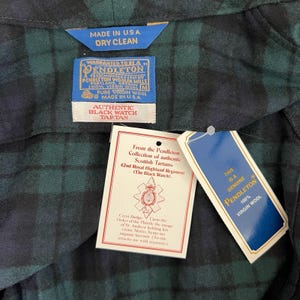 Robe noire en laine écossaise Pendleton NWT des années 1970 pour hommes (M) à carreaux LIRE image 2