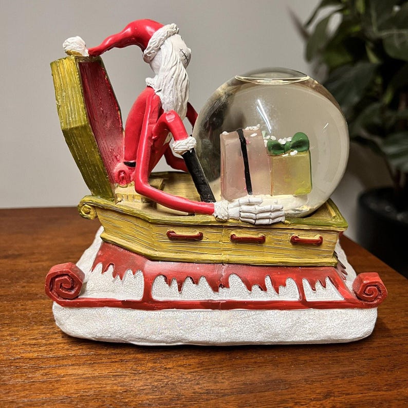 Vtg 1993 Jack Skellington Nightmare Before Christmas Musical Light Up Snow Globe image 5