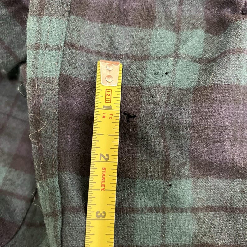 Robe noire en laine écossaise Pendleton NWT des années 1970 pour hommes (M) à carreaux LIRE image 7