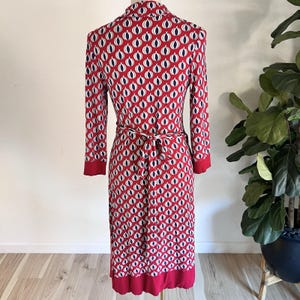 Boden Jersey Midi Dress Sz 6 Long Sleeve Front Wrap Mid MCM Retro Anthropologie image 4